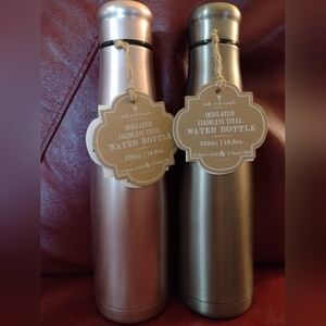 Insulated Stainless Steel Water Bottle - Silver and Black